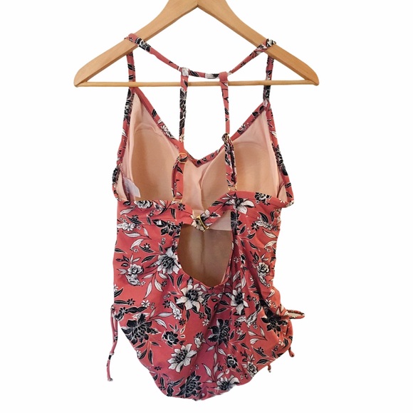 Pink floral one piece swim suit - Picture 4 of 7